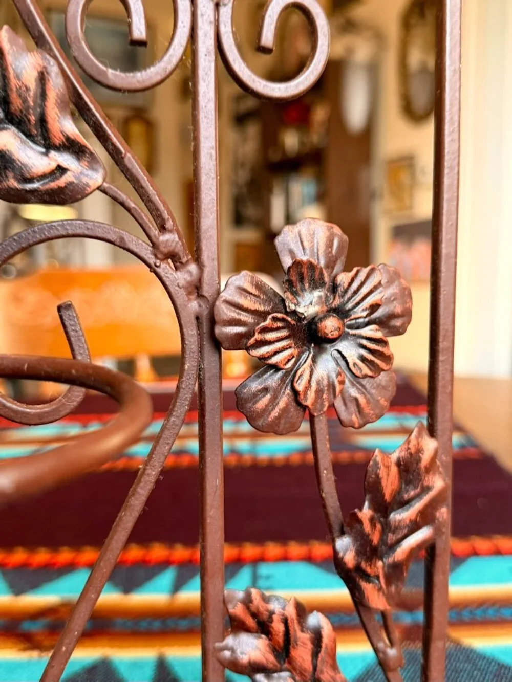 Vintage Floral Wrought Iron Tea Light Candle Holder